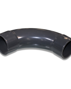 Bend 90deg PVC 63mm 2x stick-on sleeve PN16 inj. moulding